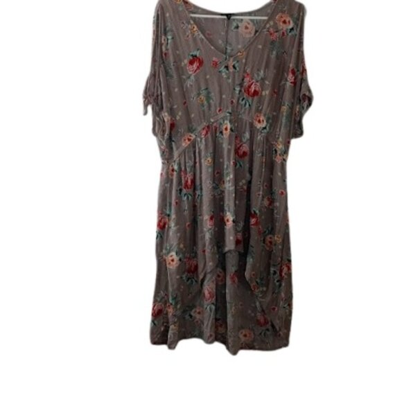 Torrid Womens Babydoll Guaze High Low Tunic Gray Floral Plus 2X - Picture 1 of 3